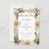 Boho Winter Green Boughs Save The Date (Vorderseite)