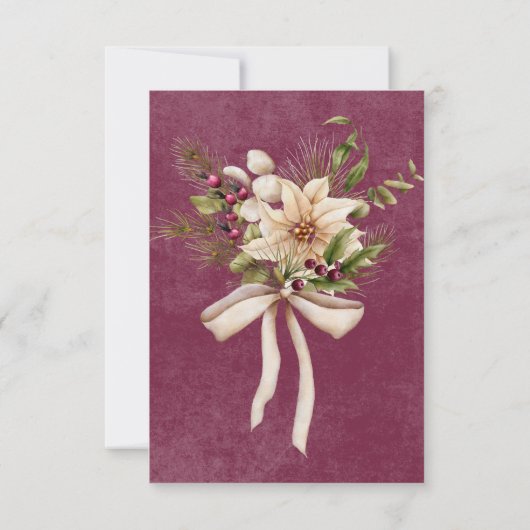 Boho Winter Greenery Boughs Burgund Save The Date (Rückseite)