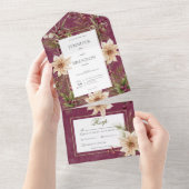 Boho Winter Greenery Boughs Burgundy Dinner All In One Einladung (Abreißen)