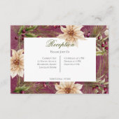 Boho Winter Greenery Boughs Burgundy Empfang Begleitkarte (Vorderseite)
