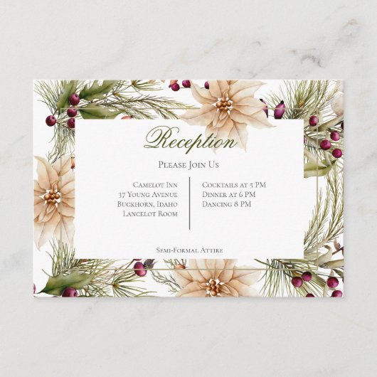 Boho Winter Greenery Boughs Empfang Begleitkarte (Vorderseite)