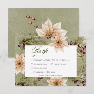 Boho Winter Greenery Boughs Sage Green Dinner RSVP Karte