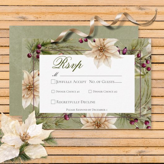 Boho Winter Greenery Boughs Sage Green RSVP Karte