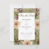 Boho Winter Greenery Boughs Sage Green Save The Date (Vorderseite)