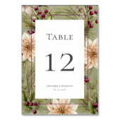 Boho Winter Greenery Boughs Sage Green Tischnummer (Vorderseite)