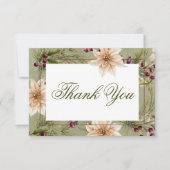 Boho Winter Greenery Boughs Sage Green Wedding Dankeskarte (Vorderseite)