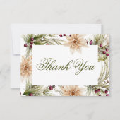 Boho Winter Greenery Boughs Wedding Dankeskarte (Vorderseite)