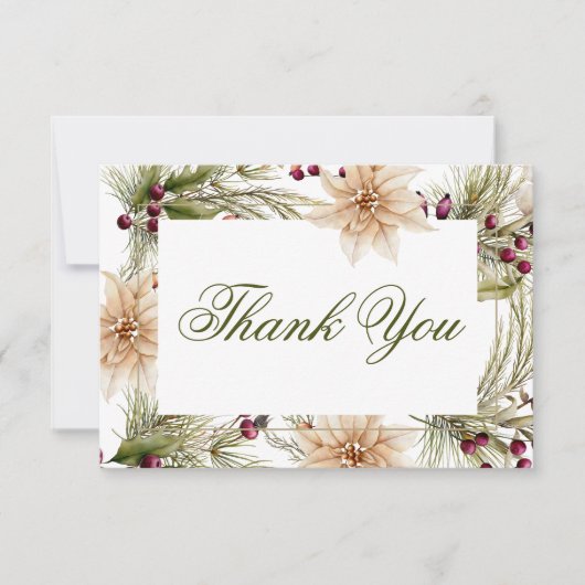 Boho Winter Greenery Boughs Wedding Dankeskarte (Vorderseite)