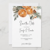 Boho Winter Greenery Foto Save the Date Einladung (Rückseite)