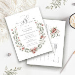 Boho Winter Greenery Red Floral 50. Geburtstag Einladungspostkarte<br><div class="desc">Moderne Salbeigrün Wasserfarbe Boho botanische Rahmen ist mit kleinen poinsettia Blume betont. Ausgeklügelte und zeitgenössische Winterästhetik.</div>