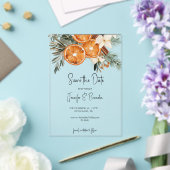 Boho Winter Greenery trockene Orangen Save the Dat Acryleinladungen (In Situ (Hochzeit))