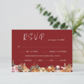 Boho Winter Holiday Burgundy Wedding QR Code RSVP Karte (Stehend Vorderseite)