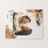 Boho Winter Holiday Erster Weihnachtscouple-Foto Puzzle (Horizontal)