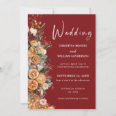 Boho Winter Holiday Wedding Burgundy Foto Einladung (Vorderseite)