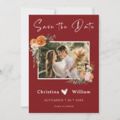 Boho Winter Holiday Wedding Burgundy Save the Date Einladung (Vorderseite)