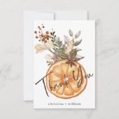 Boho Winter Holiday Wedding Dried Orange Dankeskarte (Vorderseite)