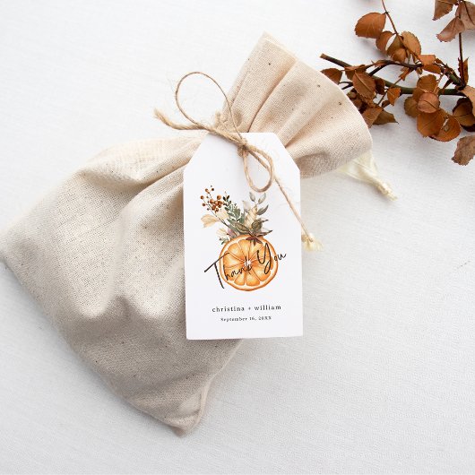 Boho Winter Holiday Wedding Dried Orange Geschenkanhänger