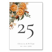 Boho Winter Holiday Wedding Tischnummer (Vorderseite)