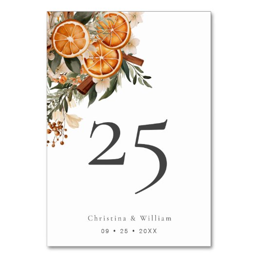 Boho Winter Holiday Wedding Tischnummer (Vorderseite)