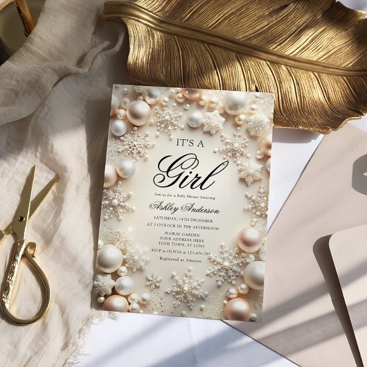 Boho Winter It a Girl Baby Dusche Einladung