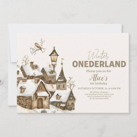Boho Winter Onederland Birthday Einladung (Vorderseite)