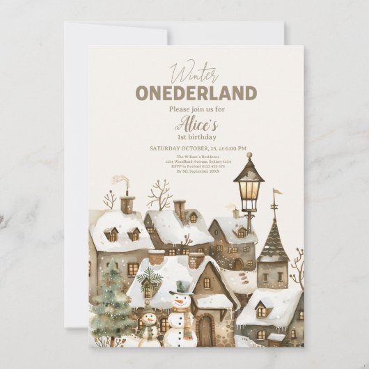 Boho Winter Onederland Birthday Einladung (Vorderseite)