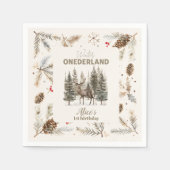 Boho Winter Onederland Birthday Serviette (Vorderseite)