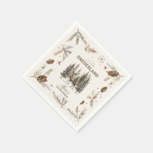 Boho Winter Onederland Birthday Serviette (Ecke)