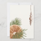 Boho Winter Pflanze Orangenweihnachtskarte Einladung (Rückseite)