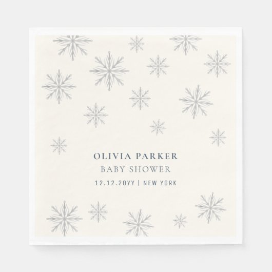 Boho Winter Snowflake Babydusche Begrüßungszeichen Serviette (Vorderseite)
