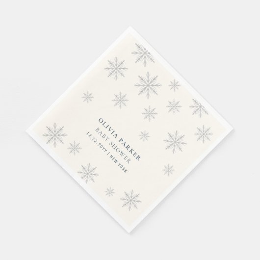 Boho Winter Snowflake Babydusche Begrüßungszeichen Serviette (Ecke)