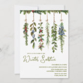 Boho Winter Solstice Herb Grüne Weihnachten Garlan Einladung (Vorderseite)