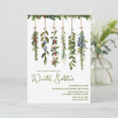 Boho Winter Solstice Herb Grüne Weihnachten Garlan Einladung (Stehend Vorderseite)