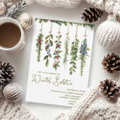 Boho Winter Solstice Herb Grüne Weihnachten Garlan Einladung