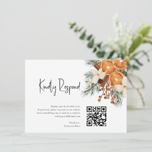 Boho Winter UAWG Wedding QR CODE Begleitkarte (Stehend Vorderseite)