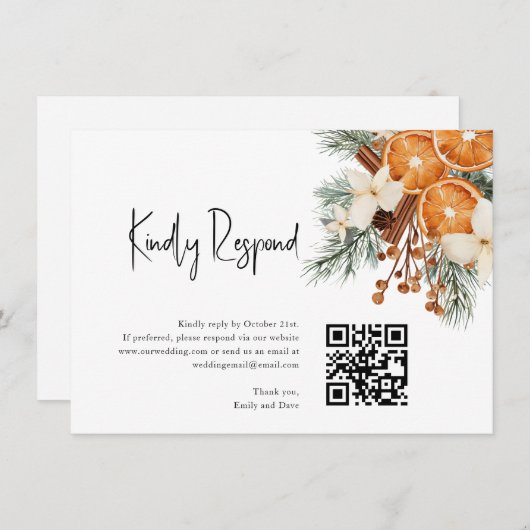 Boho Winter UAWG Wedding QR CODE Begleitkarte (Vorne/Hinten)