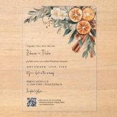 Boho Winter Wedding Qr UAWG in einem Acryleinladungen (Vorderseite)