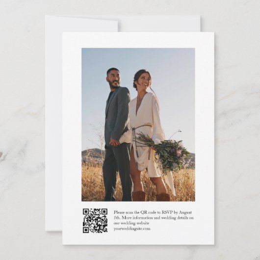 Boho Winter Wedding Qr UAWG in einem Einladung (Rückseite)