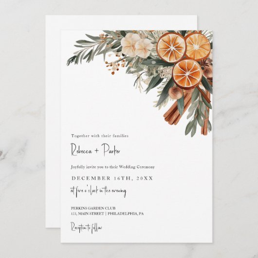 Boho Winter Wedding Qr UAWG in einem Einladung (Vorne/Hinten)