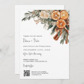 Boho Winter Wedding Qr UAWG in einem Einladung (Vorne/Hinten)