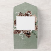 Boho Winter White Floral & Pine Green Dinner All In One Einladung (Außenbereich)