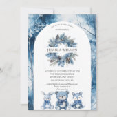 Boho Winter Woodland Forest Animals Kinderdusche Einladung (Vorderseite)