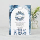 Boho Winter Woodland Forest Animals Kinderdusche Einladung (Stehend Vorderseite)