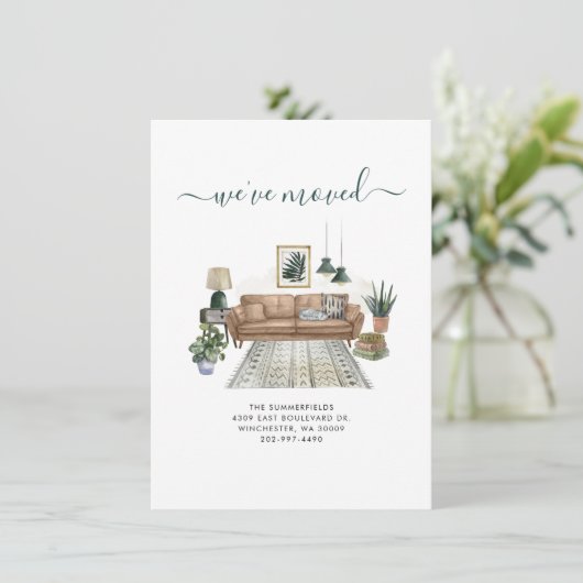 Boho wir haben Chic Watercolor Moving Ankündigung (Stehend Vorderseite)