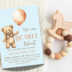 Boho wir können beary Wait Blue Bear Boy Baby Dusc Einladung