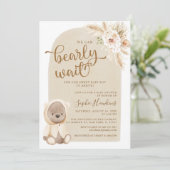 Boho wir können früh warten Teddy Bear Baby Dusche Einladung (Stehend Vorderseite)