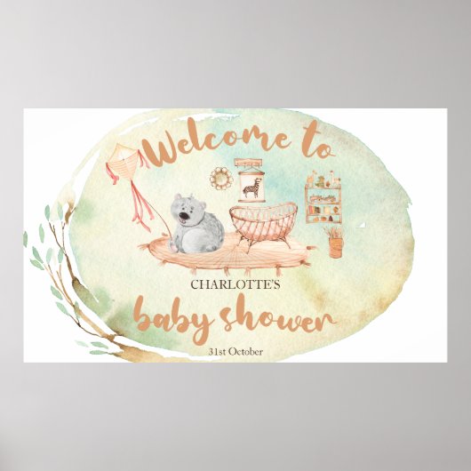 Boho wir können frühes Abwarten Baby Dusche Wellne Poster (Vorne)