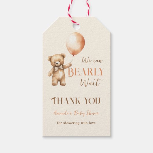 Boho wir können frühzeitig die Beige Bear Baby Dus Geschenkanhänger (Vorderseite)