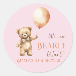 Boho wir können Pink Bear Girl Babydusche warten Runder Aufkleber