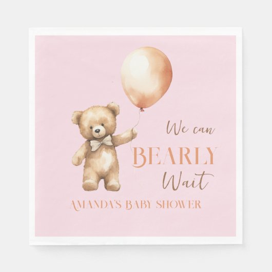 Boho wir können Pink Bear Girl Babydusche warten Serviette (Vorderseite)